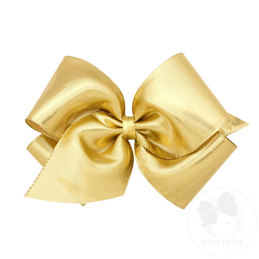 King Metallic Overlay Hair Bow - Gold