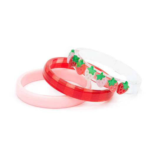 Lilies & Roses Strawberry Pearlized Red Checkered Bangles