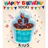 Living Royal Blue Birthday Cupcake 3D Packaged Crew Socks
