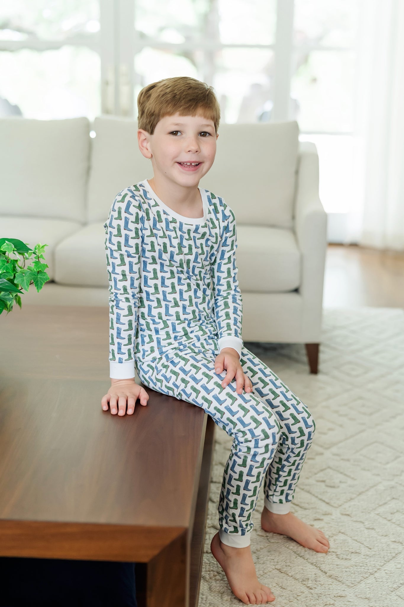 Lila and Hayes Grayson Boys' Pajama Pant Set - Cowboy Boots