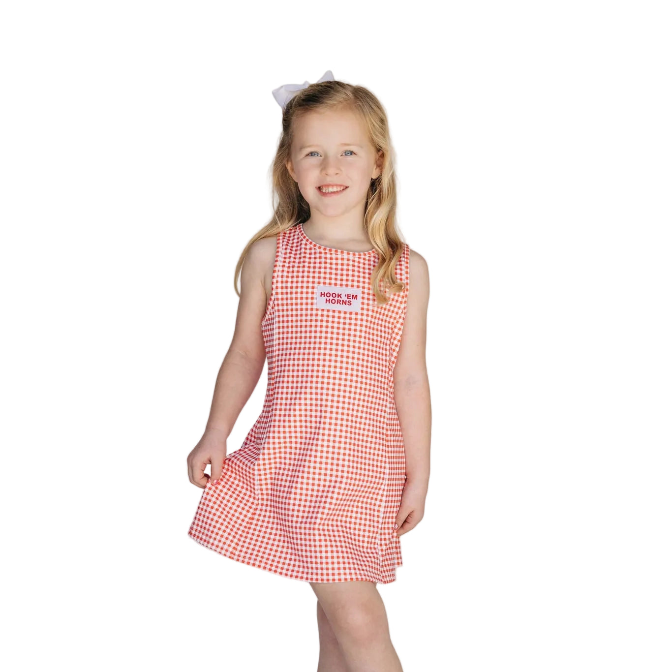 Scarlet and Gold The Grace Gingham Dress- Hook 'Em Horns 