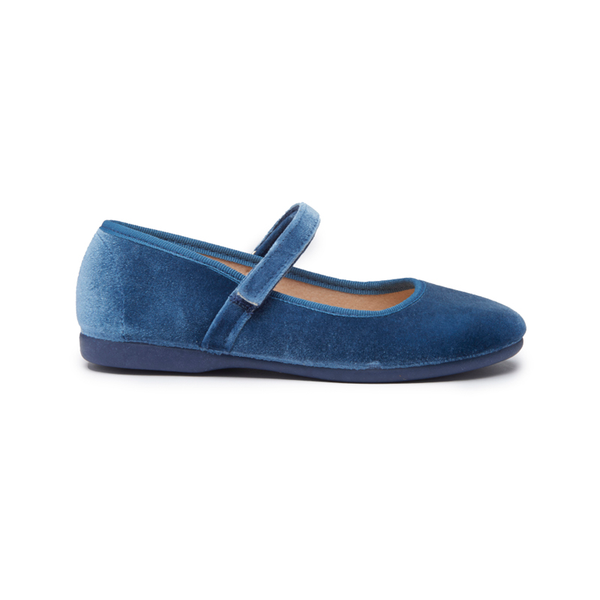 Children Chic Classic Velvet Mary Janes in Blue