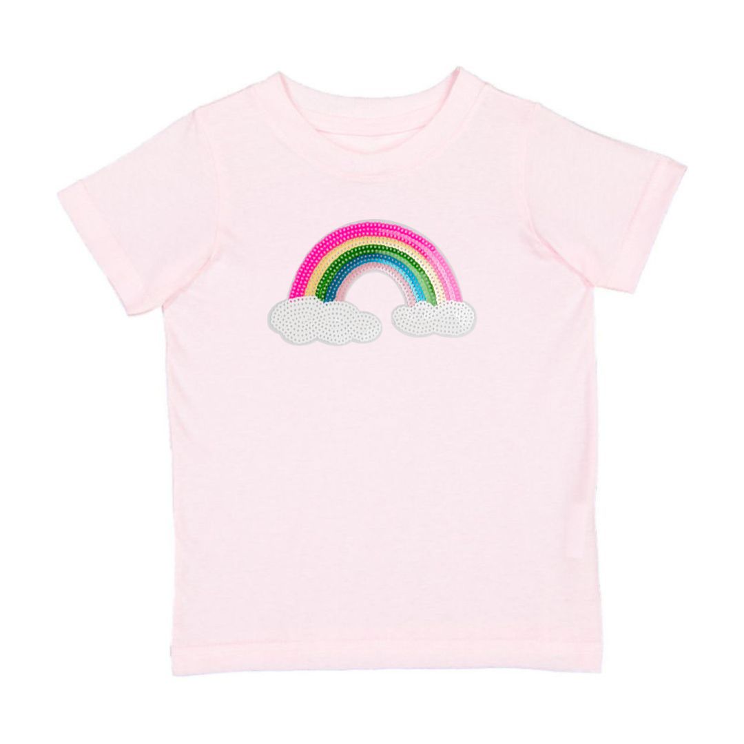 Sweet Wink Rainbow Sequin Patch Short Sleeve T-Shirt - Ballet