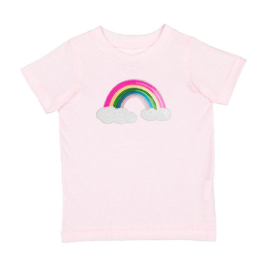 Sweet Wink Rainbow Sequin Patch Short Sleeve T-Shirt - Ballet