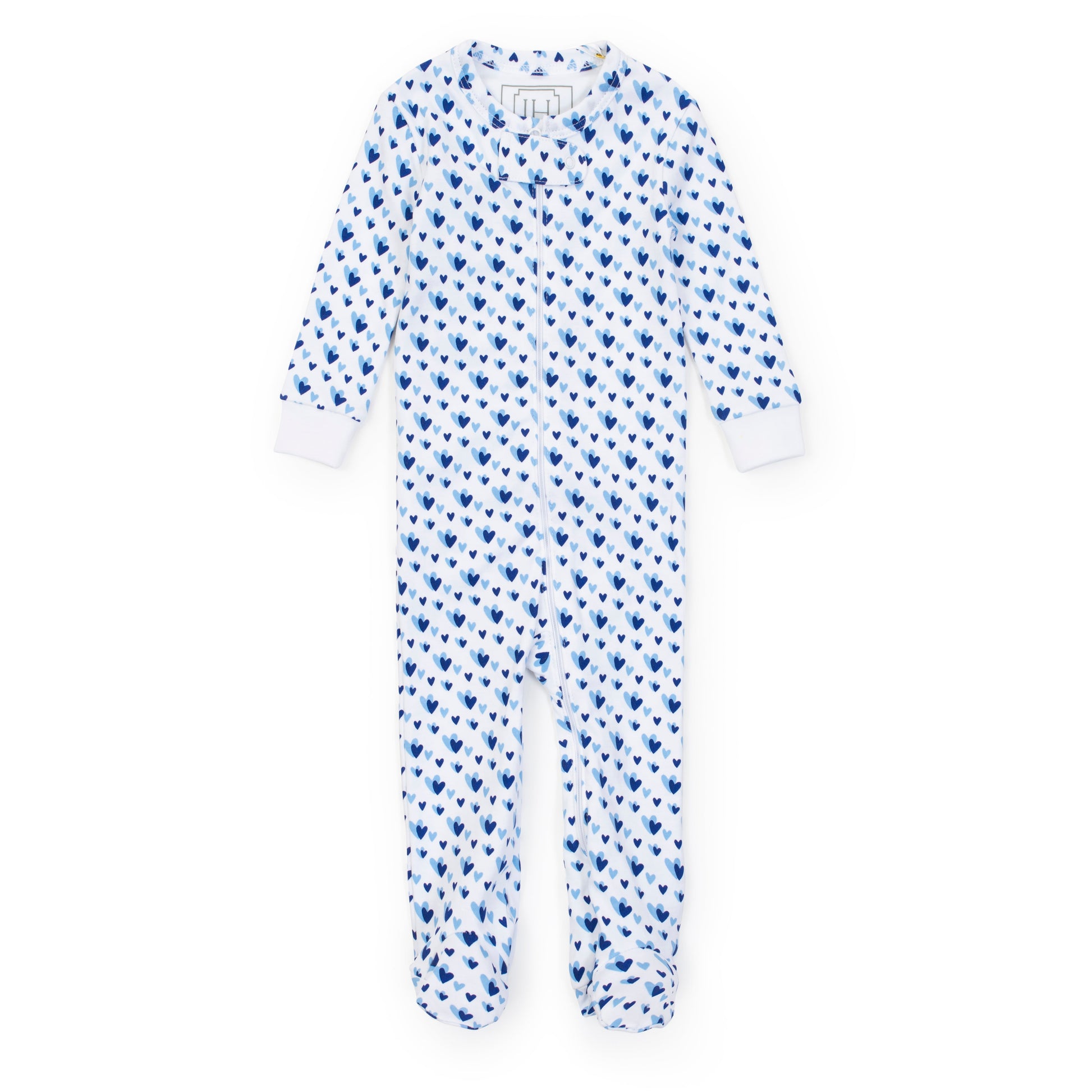 Lila and Hayes Parker Boys' Zipper Pajama - Heart to Heart Blue