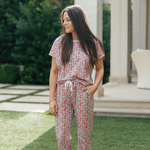 Lila and Hayes Marcia Women's Pima Cotton Pajama Pant Set - Floral Noel