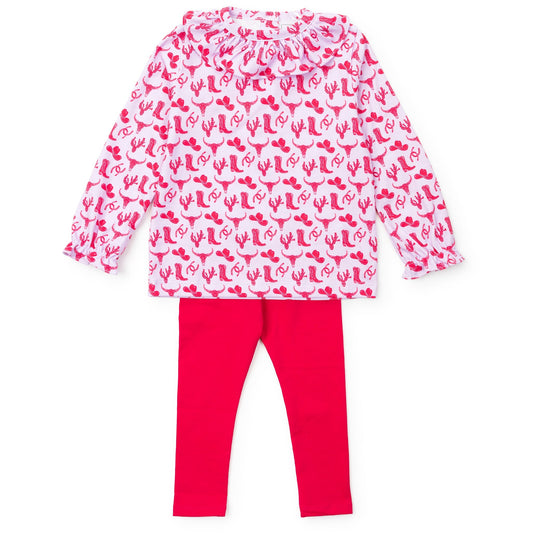 Lila and Hayes Lulu Girls' Legging Set - Wild West Pink