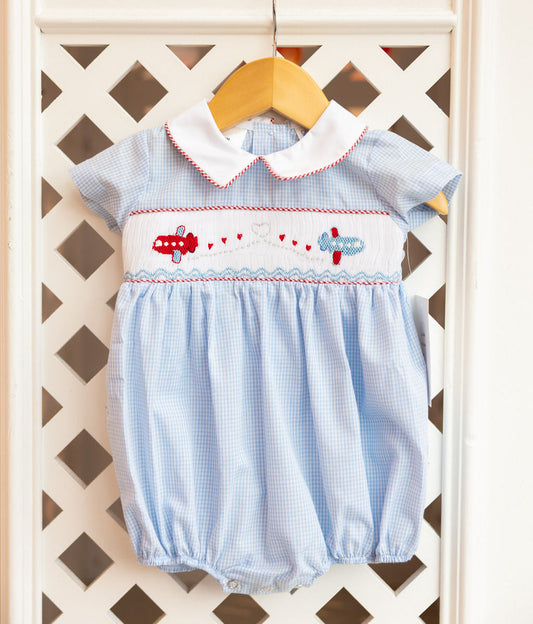 Valentine's Airplane Smocked Bubble