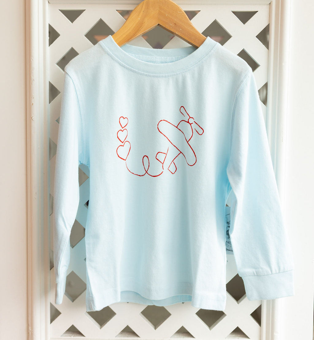 Light Blue Valentine Airplane T-Shirt