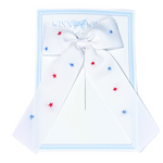 Winn and William Hand Embroidered Bows Medium Stars All Over Bow - White