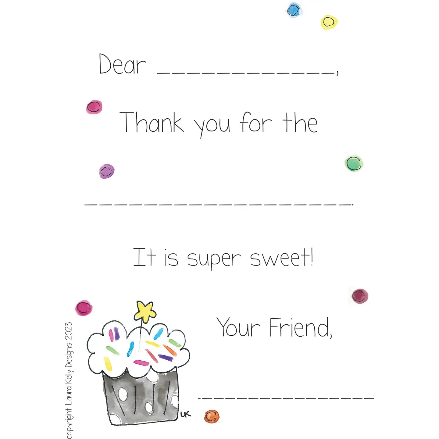 Cupcake Fill in the Blank Thank You Notes