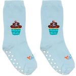 Living Royal Blue Birthday Cupcake 3D Packaged Crew Socks