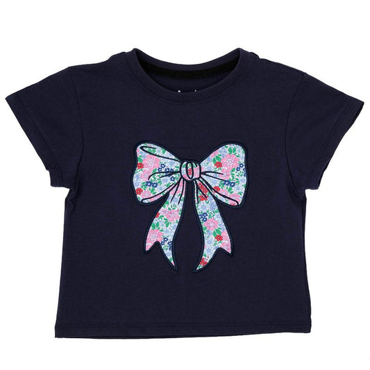 Azarhia London Floral Bow Boxy Tee- Navy