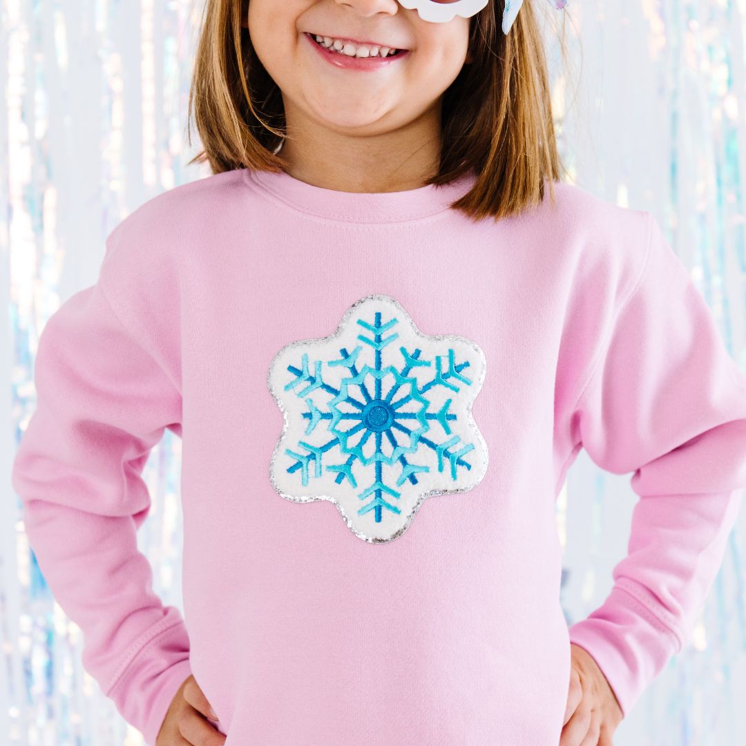 Sweet Wink Snowflake Patch Sweatshirt - Pink