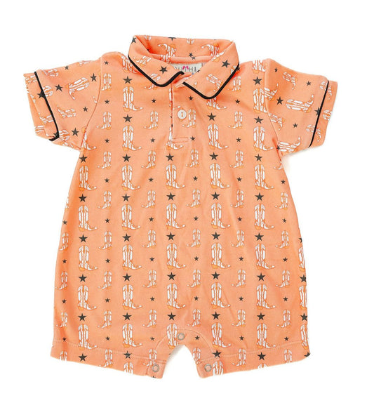 Ruth and Ralph Orange and Black Boots Harold Romper