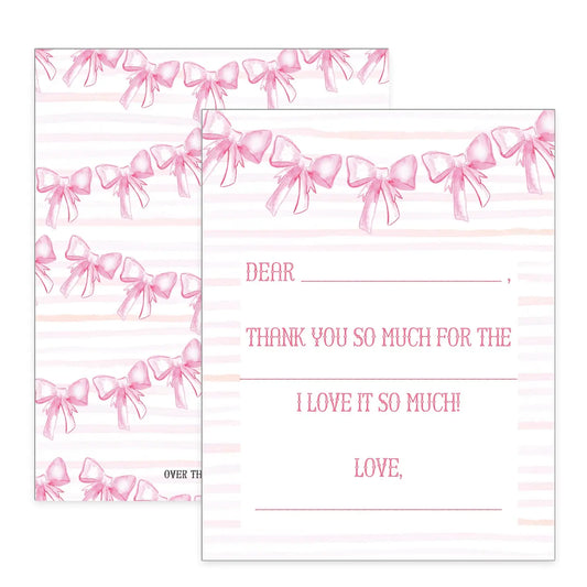 Pink Bow Thank You Notecards