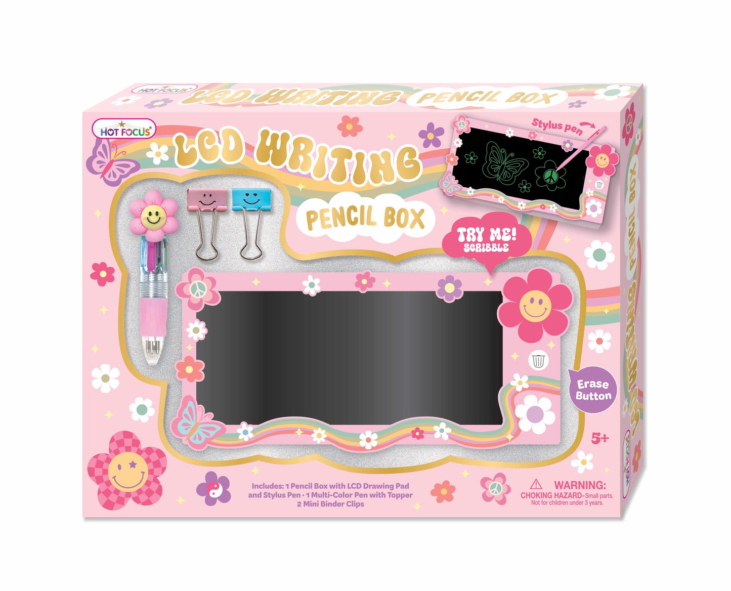 LCD Writing Board Pencil Box- Groovy Flower