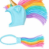 Band of the Wild Rainbow Sky Unicorn Hat + Tail Set · Rainbow Mane with Gold Horn