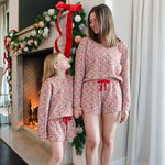 Lila and Hayes Stella Girls' Sweatshirt Short Set - Floral Noel