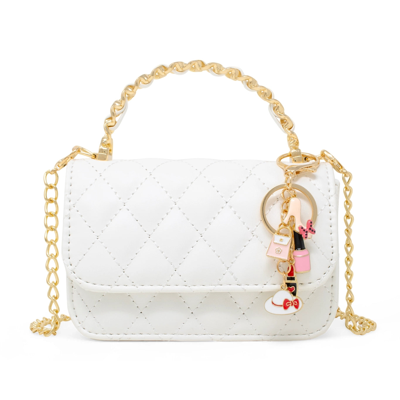 Zomi Gems Classic Link Chain Top Handle Handbag- White