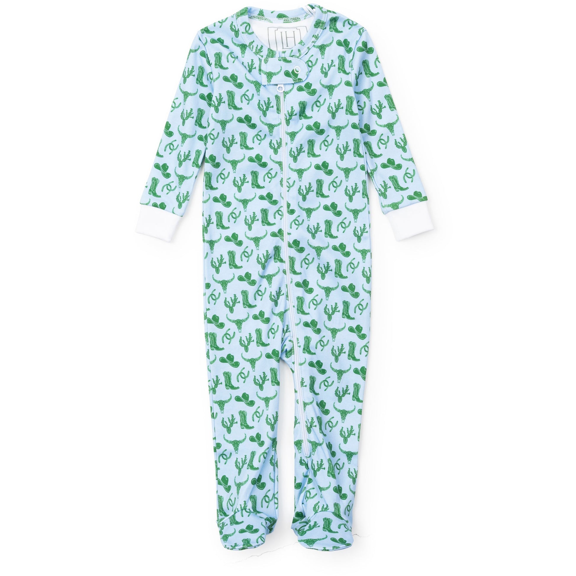 Lila and Hayes Parker Boys' Pima Cotton Zipper Pajama - Wild West Blue