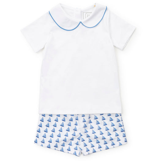 Lila and Hayes Field Boys' Woven Short Set - Sailing Away