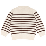 Unisex Cream And Cacao Stripe Knit Cardigan
