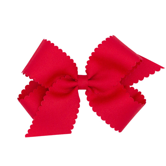 Wee Ones Medium Grosgrain Hair Bow With Scalloped Edge - Red