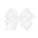 Wee Ones Medium Grosgrain Hair Bow With Scalloped Edge- White
