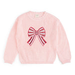 Sweet Wink Candy Cane Swirl Sequin Bow Patch Sweater