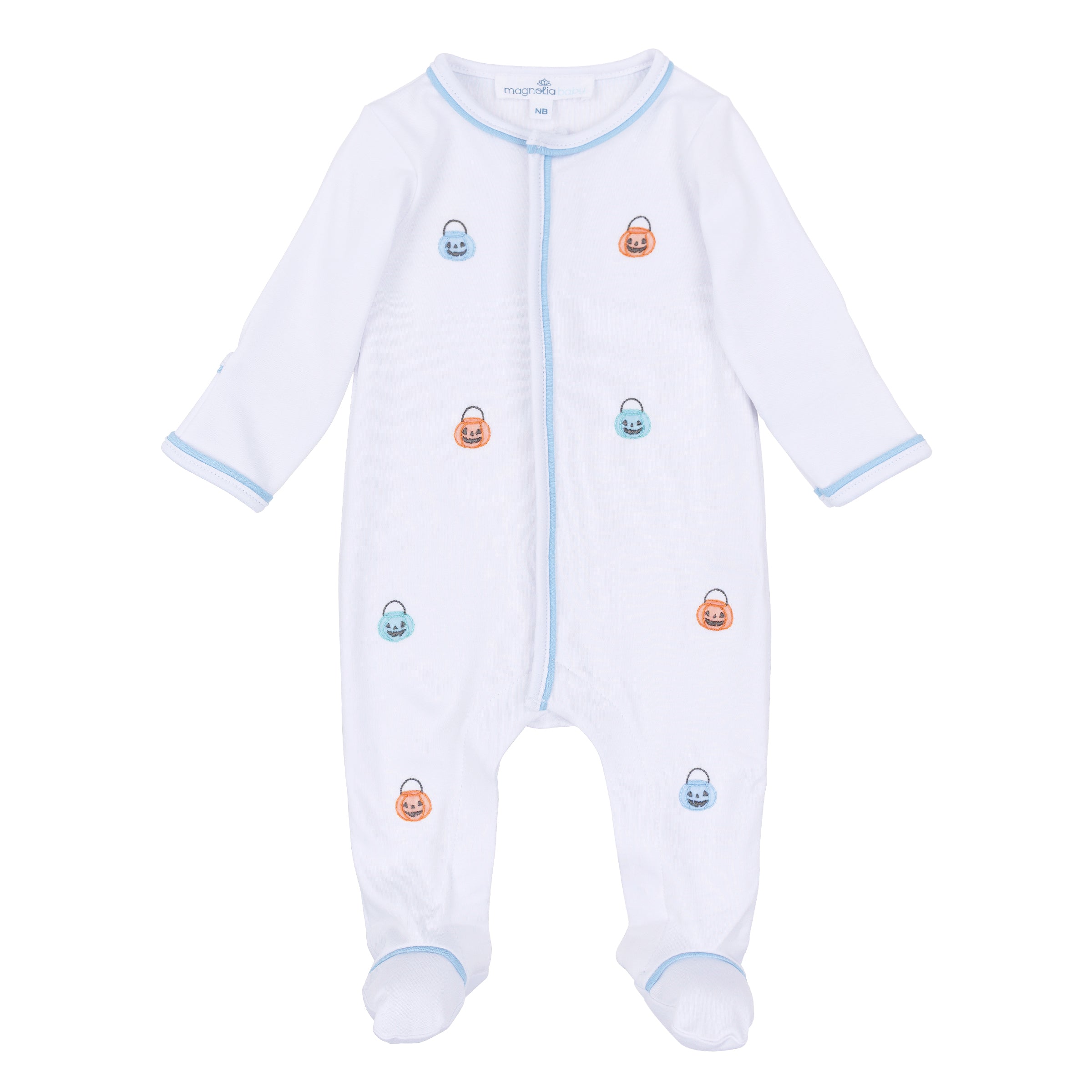 Magnolia Baby Pumpkin Party Footie- Light Blue