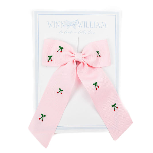 Winn and Williams Medium Pink Cherries Bow