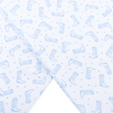 Magnolia Baby Darling Cowboy Boots Printed Swaddle Blanket- Light Blue