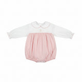 Pink Check Bubble with Embroidered Bow made by Auraluz for baby girl