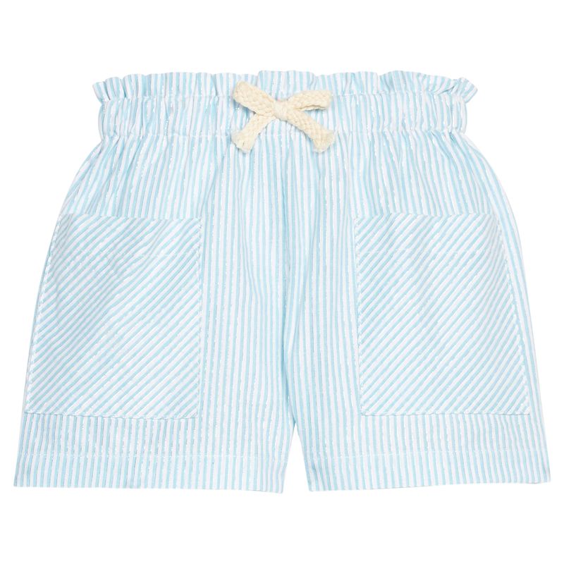 Bisby Patch Pocket Shorts- Aqua Sparkle Seersucker