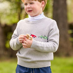 Little English Intarsia Sweater- Race Cars