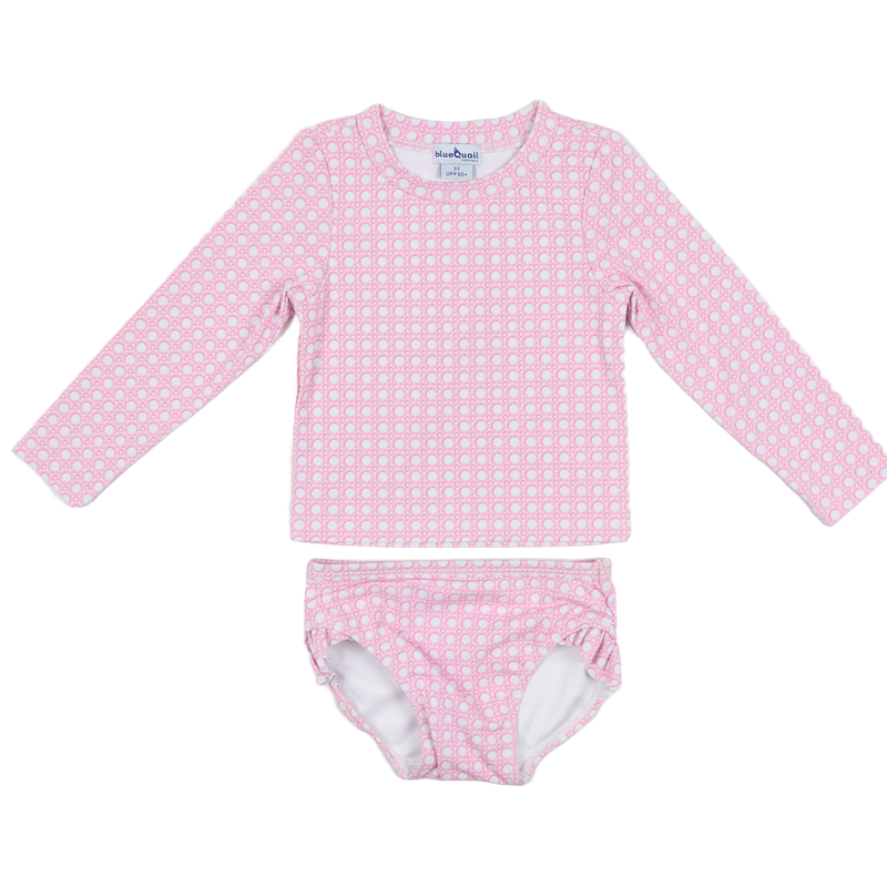 BlueQuail Pink Cane Lattice Girl's Swimsuit