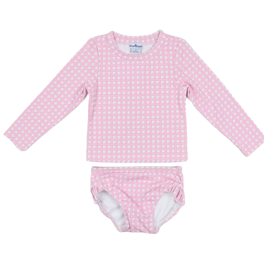 BlueQuail Pink Cane Lattice Girl's Swimsuit