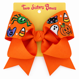 Hand Painted Halloween Collage Large Bow