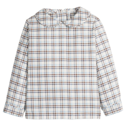 Little English Peter Pan Shirt- Clarkson Plaid
