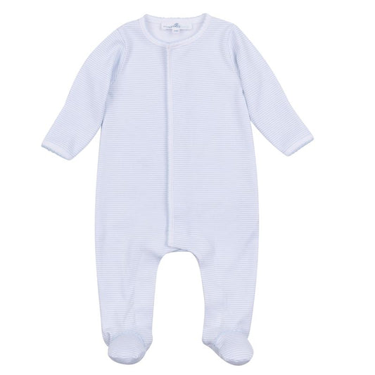 Magnolia Baby Mini Stripes Footie- Light Blue