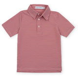 Lila and Hayes Will Performance Polo Shirt - Red and White Stripes