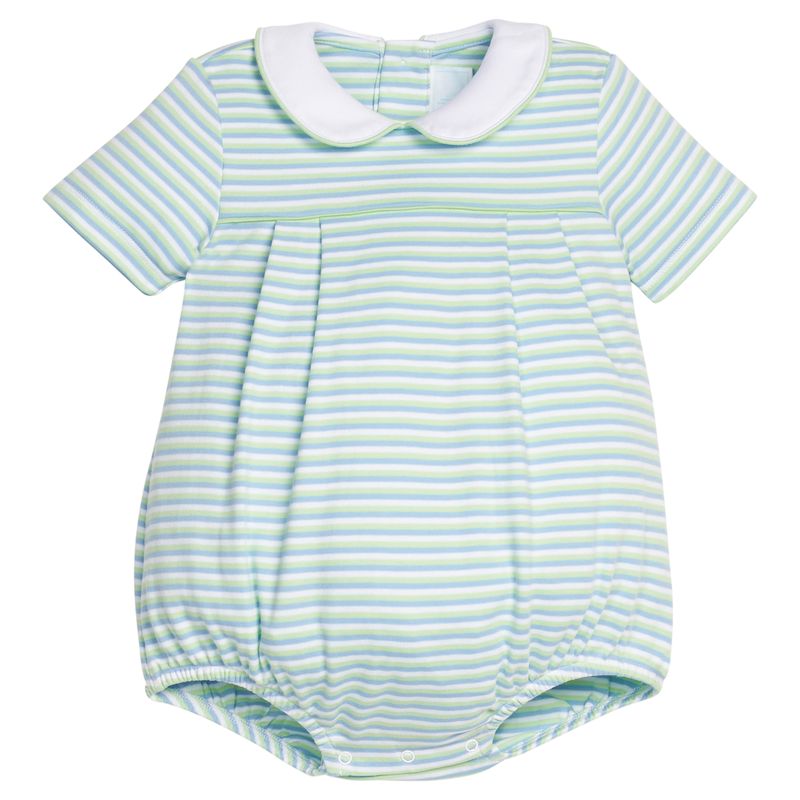 Little English Pleated Peter Pan Bubble- Greenview Stripe