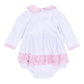 Santa Baby Embroidered Collared Bubble- Pink