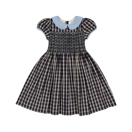 Antionette Paris Angelica Navy Tartan Smocked Dress