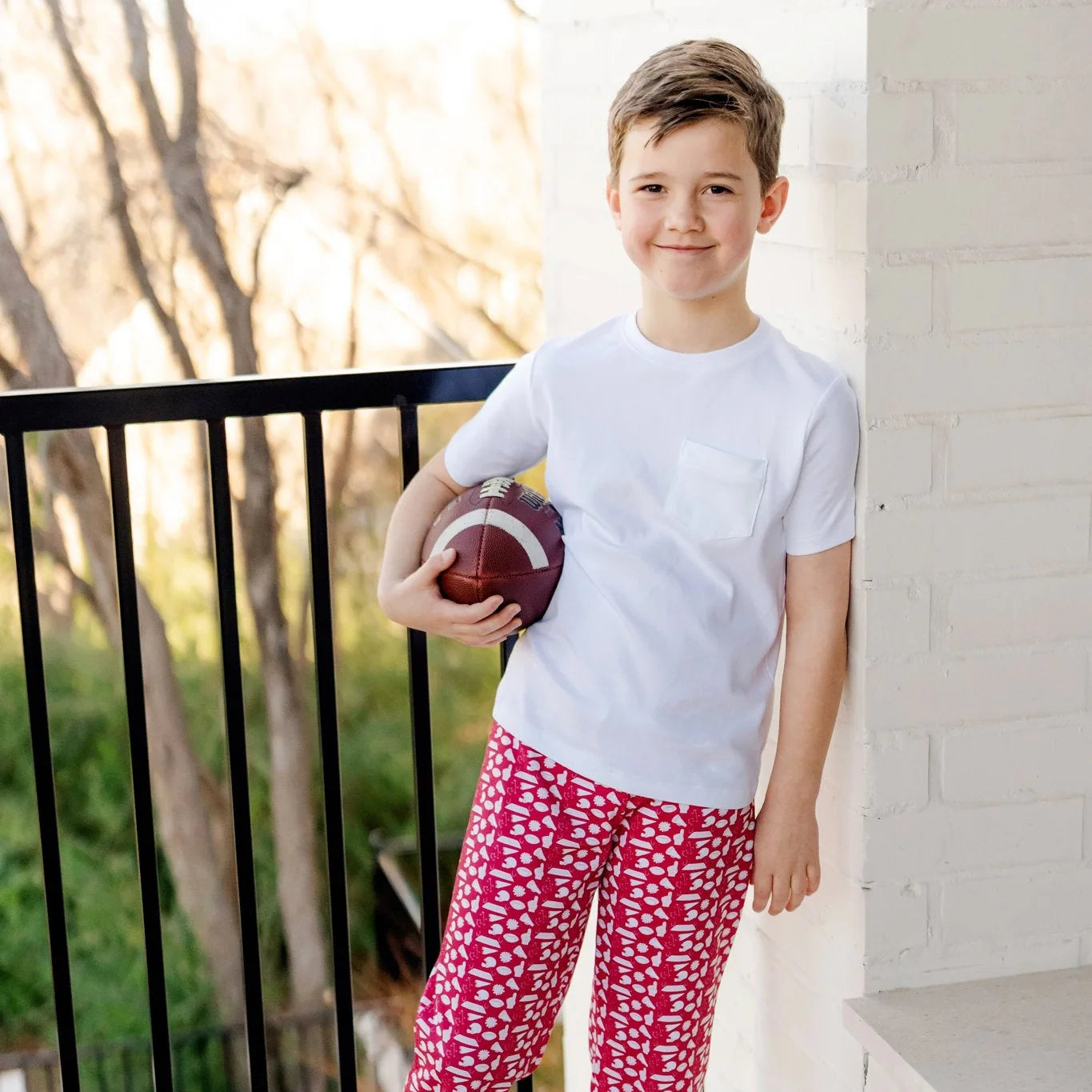 Lila and Hayes Beckett Boys' Hangout Pant - Pep Rally Red