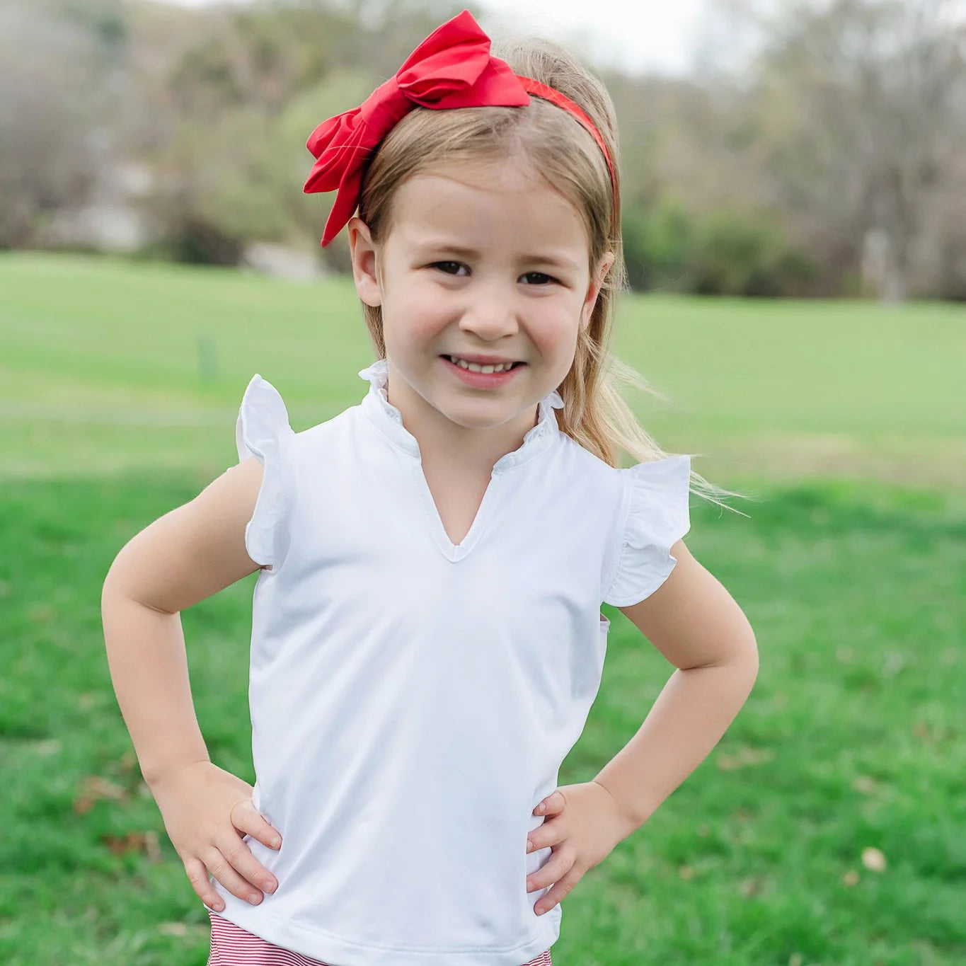 Lila and Hayes Ellie Girls' Sleeveless Performance Top- White