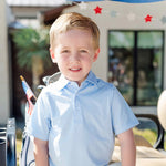 Lila and Hayes Will Performance Polo - Light Blue