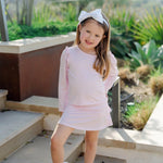 Lila and Hayes Mia Girls' Long Sleeve Performance Top- Cotton Candy Pink