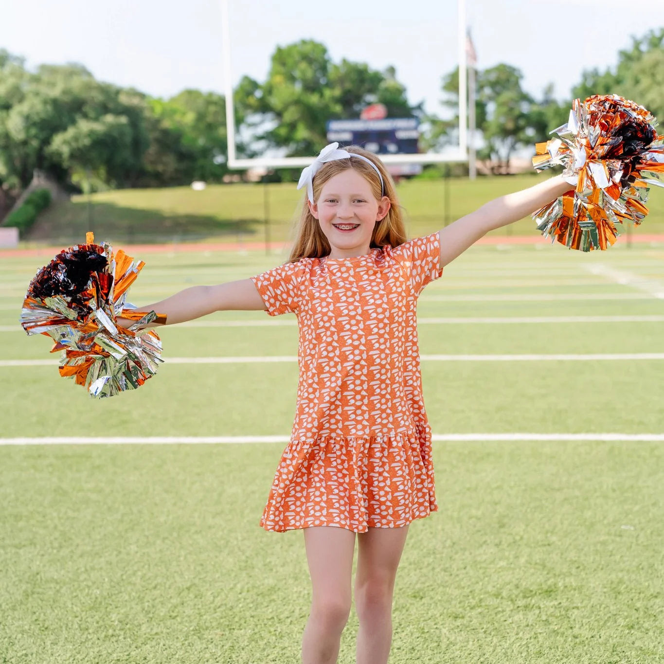 Lila and Hayes Lottie Girls' Dress - Pep Rally Orange